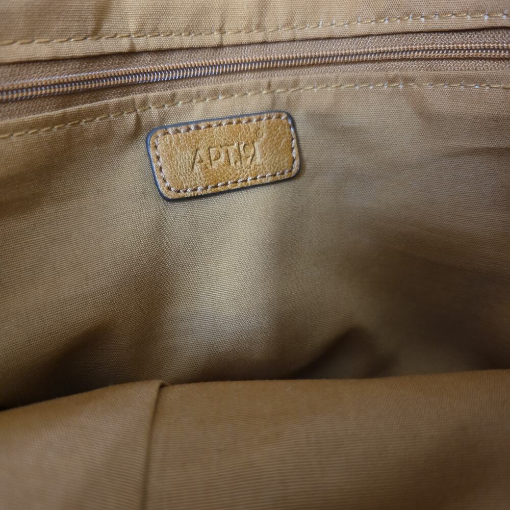Apt. 9 Tan Faux Leather Satchel Handbag Double Handle Zip Pocket Purse - Picture 9 of 9